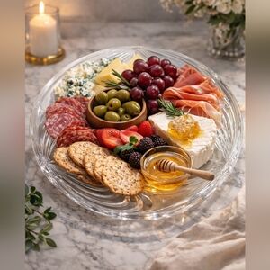 NIB Block Horizon 15" Crystal Serving Platter